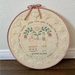 Vintage embroidered Folk Art  wedding ring